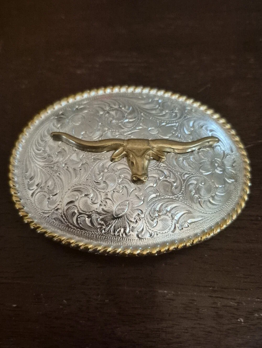 Longhorn Cow Bull Head Steer Ornate Two Tone Western Nocona Belt Buckle